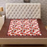 Kuber Industries Hearts Design PVC Reversible Food Mat Mattress Protector Bed Server (White & Maroon) CTKTC33211